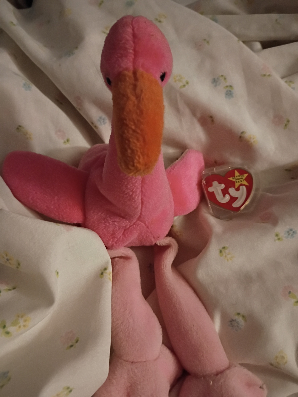 Ty Pink Flamingo Plush with Orange Beak